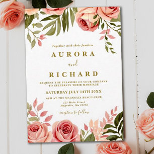 Invitación Boda Boho Tropical Floral Autumnal del Cobre