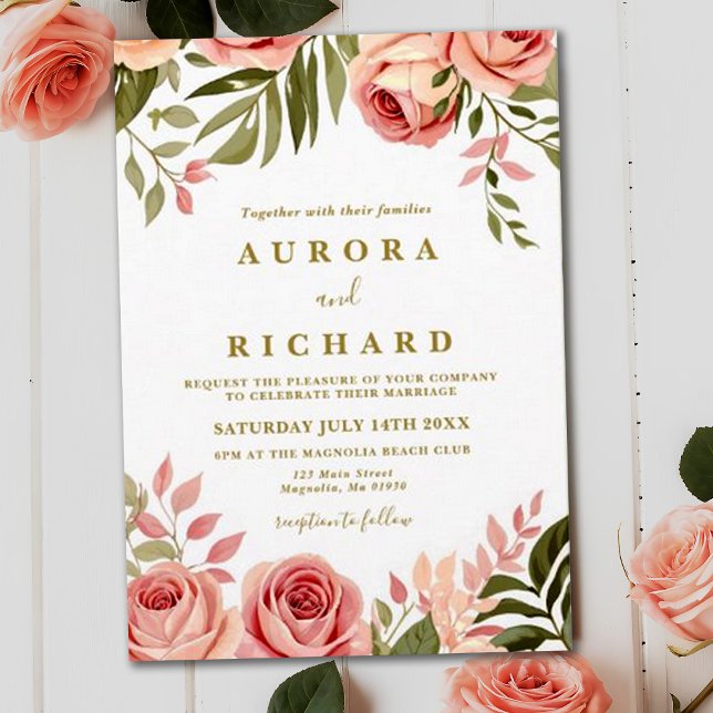 Invitación Boda Boho Tropical Floral Autumnal del Cobre (Subido por el creador)