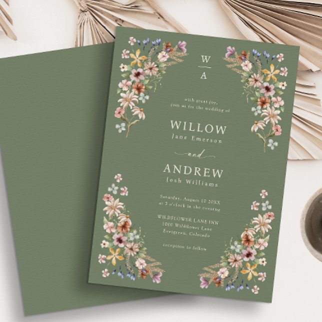 Invitación Boda Boho Verde Salvia (Sage Green Boho Wedding Invitation
)