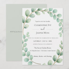 Invitación Boda Boho Verde Sálvia Botánica Eucalipto