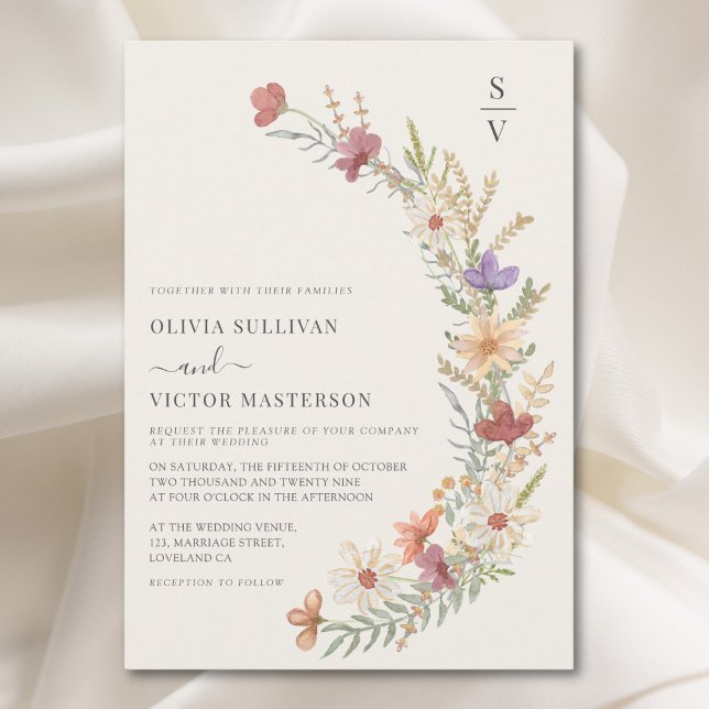 Invitación Boda Boho Wildflower Floral Beige (Subido por el creador)