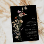 Invitación Boda Boho Wildflowers<br><div class="desc">Esta elegante y elegante invitación a una boda monocromática presenta hermosas acuarelas pintadas a mano y flores silvestres dispuestas como un bonito ramo perfecto para bodas de primavera,  verano o otoño. Encontrar elementos coincidentes en la colección Boda de Flor silvestre Moody Black Boho.</div>