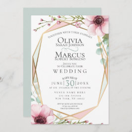 Invitación Boda | Bonito Flores de anémona y follaje