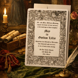 Invitación Boda Borde de Grabado en Madera Renacimiento Medie