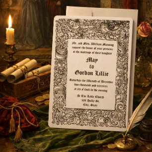 Invitación Boda Borde de Grabado en Madera Renacimiento Medie
