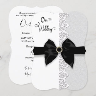 Invitación Boda , Borde negro/cinta de opciones, borde de enc