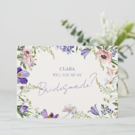 Invitación Boda bordeada de flores moradas y cremaNovia hecha