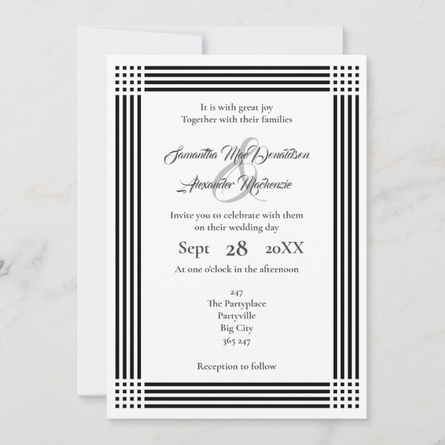 Invitación Boda bordeado de blanco y negro (Anverso)