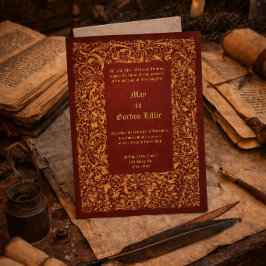 Invitación Boda Bordes de Follaje Medieval Renacimiento