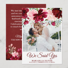 Invitación boda Borgoña Floral rosa