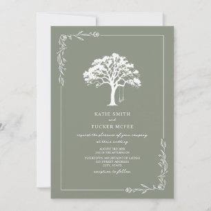 Invitación Boda Bosque De Madera Árbol Columpio Verde Salvia
