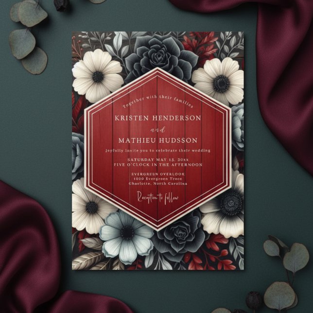 Invitación Boda Bosque Floral Carmesí (Subido por el creador)