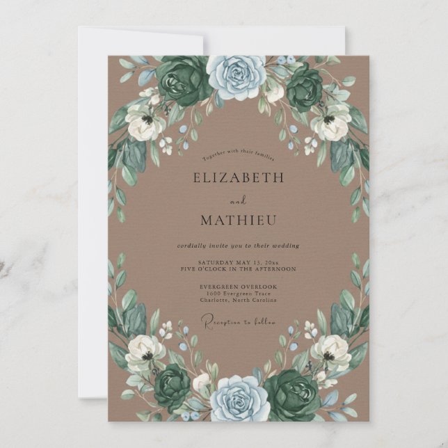 Invitación Boda Bosque Oscuro de Mocha (Anverso)