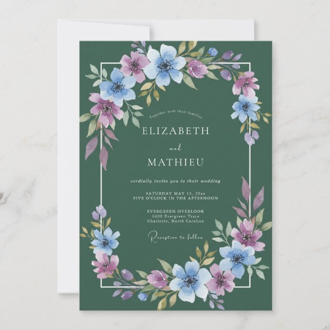 Invitación Boda Bosque Verde Forestal Melancólica (Anverso)