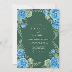 Invitación Boda Botánica Abrazo de Rosa Azul