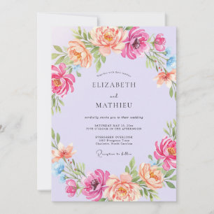 Invitación Boda Botánica Abundante Lila