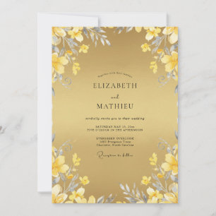 Invitación Boda Botánica Acuarela Amarilla