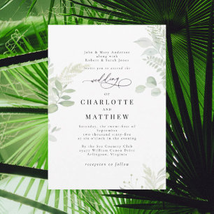 Invitación Boda Botánica Acuarela Cascada Verde