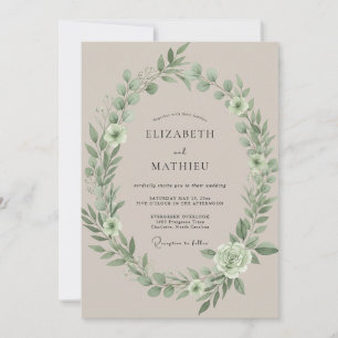 Invitación Boda Botánica Acuarela con Palo Sage Pálido