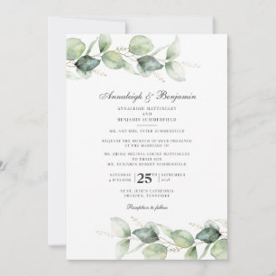 Invitación Boda Botánica Acuarela de Eucalipto