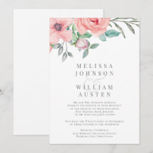 Boda Botánica Acuarela Floral Rosa Blanco