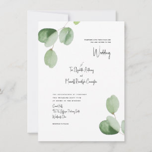 Invitación Boda Botánica Acuarela Simple Moderna