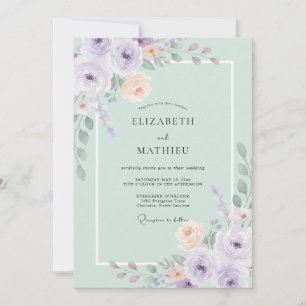 Invitación Boda Botánica Acuarela Verde Menta