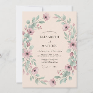 Invitación Boda Botánica Aéreo con Rubor