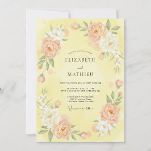 Invitación Boda botánica amarilla y soleada de primavera