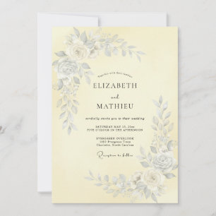 Invitación Boda Botánica Amarillo Pálido Caprichosa