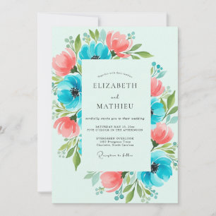 Invitación Boda Botánica Animada Turquesa