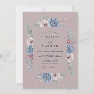 Invitación Boda Botánica Antigüedad Mauve
