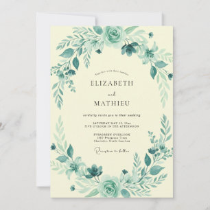 Invitación Boda Botánica Aqua Verde Teal