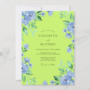 Invitación Boda Botánica Artística Azul