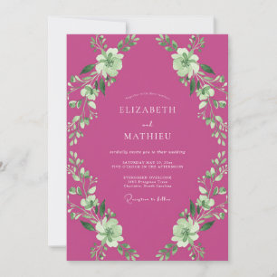 Invitación Boda Botánica Artística Magenta