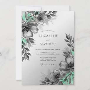 Invitación Boda Botánica Artística Verde Menta