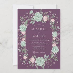 Invitación Boda Botánica Atractiva de Ciruela