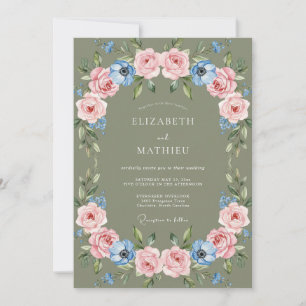 Invitación Boda Botánica Atractiva Verde Salvia