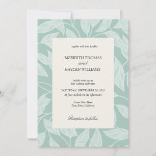 Invitación Boda botánica boho azul costera