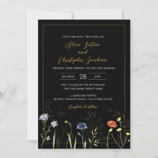 Invitación Boda Botánica Boho Flor Silvestre Malhumorada