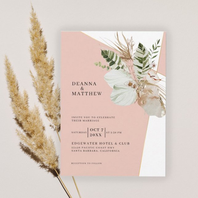 Invitación Boda Botánica Boho Hierba de Pampas Bohemio (Subido por el creador)