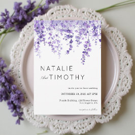 Invitación Boda Botánica Boho Rústica Aquarela Lavanda 