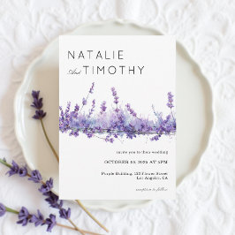 Invitación Boda Botánica Boho Rústica Lavanda Acuarela