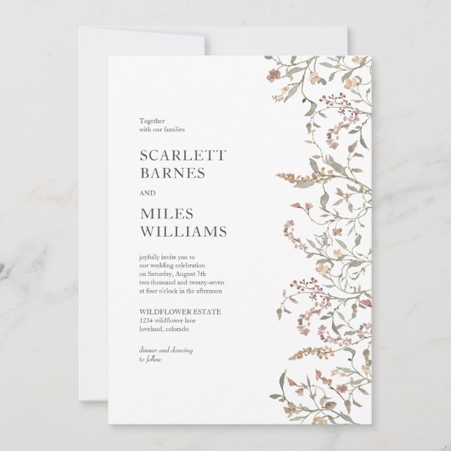 Invitación Boda Botánica Boho Simple (Anverso)