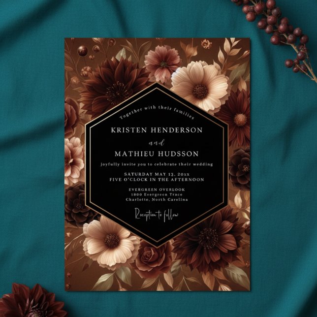 Invitación Boda Botánica Borgoña Malhumorada (Subido por el creador)