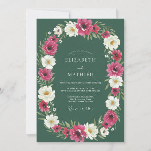 Invitación Boda Botánica Bosque Magenta