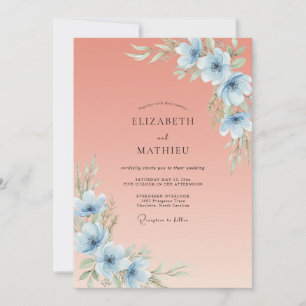 Invitación Boda Botánica Breezy de Melocotón