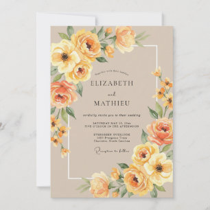Invitación Boda Botánica Cálida Ambarina