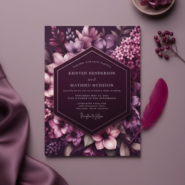 Invitación Boda Botánica Caprichosa Ciruela (Subido por el creador)