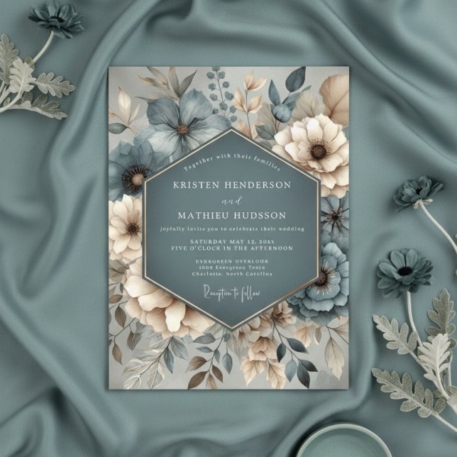 Invitación Boda Botánica Caprichosa de Color Turquesa (Subido por el creador)